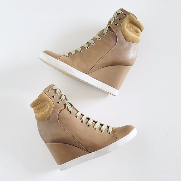 See by Chloé Gondola Leather Lace-up Wedge Sneaker Ankle Shoes - Size 37.5 - Picture 6 of 13